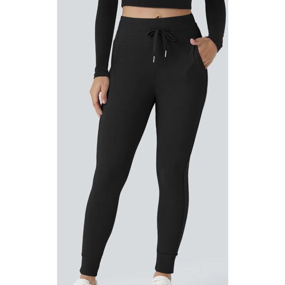 Halara Womens Plush High Waisted Plain Full Length Joggers Small Petite Slim Fit - Picture 1 of 6
